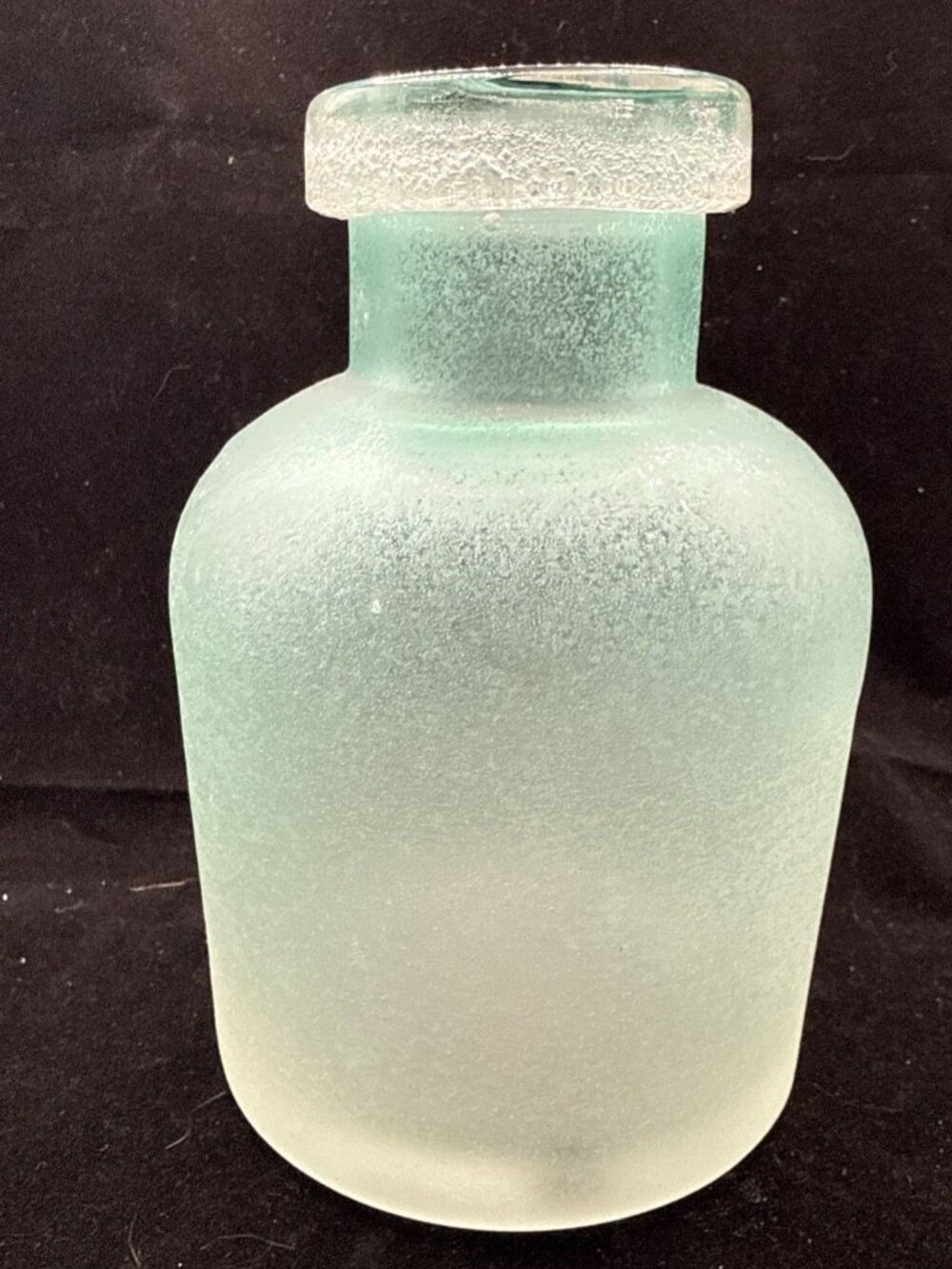 West Elm Vase Seaglass Wide Bottle Frosted Sea Aqua Blue